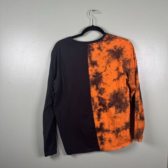 Hot Topic Black & Orange Horrific Split Wash Long-Sleeve T-Shirt Adult Small - Picture 3 of 9